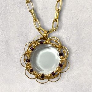Wirewrapped Quartz Mandala Pendant Necklace